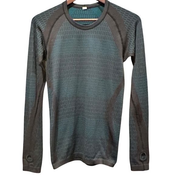 lululemon athletica Tops - Lululemon Women's Green & Black About That Base Long Sleeve Tee Size 6